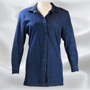 MOSSKITO Dark Blue Denim Shirt in Size Medium